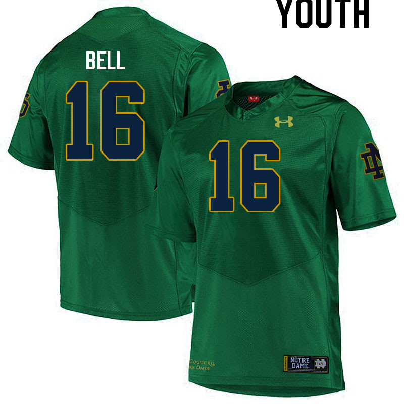 Youth #16 Micah Bell Notre Dame Fighting Irish College Football Jerseys Stitched Sale-Green - Click Image to Close
